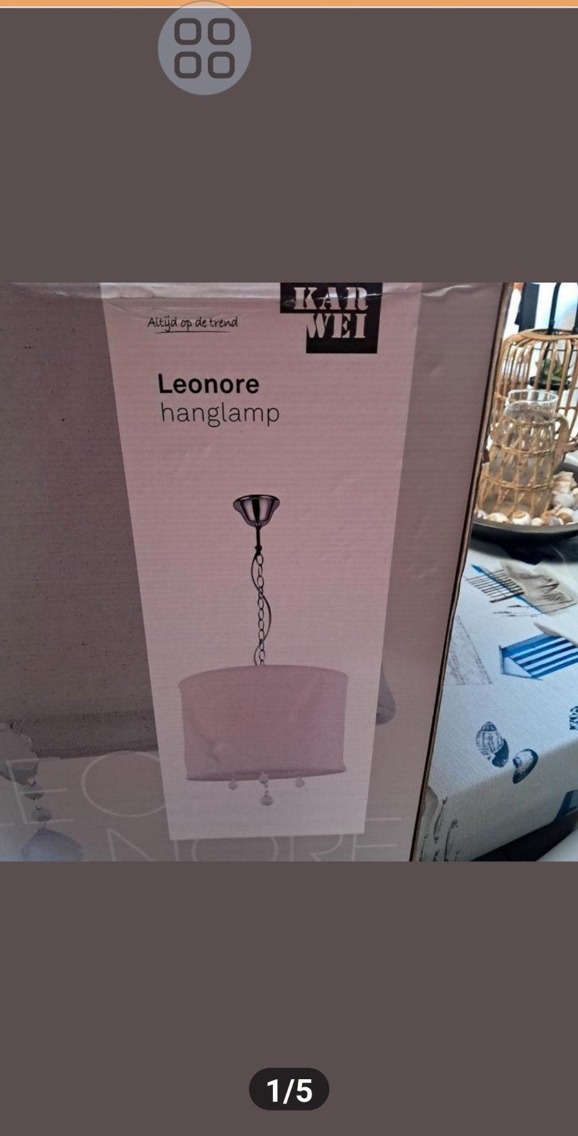 KARWEI Hanglamp Leonore chroom-zand, Ø 45 cm, E14 (klein), Nieuw, Ophalen of Verzenden, Textiel