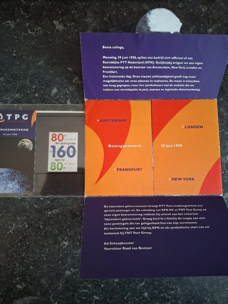 Speciale postzegels afscheiding TNT Post Nederland, Ophalen of Verzenden, Na 1940, Postfris