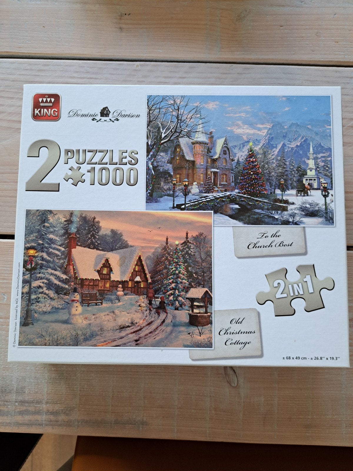 King 2x1000 stukjes puzzel - Winterlandschap, Ophalen of Verzenden, 500 t/m 1500 stukjes, Gebruikt