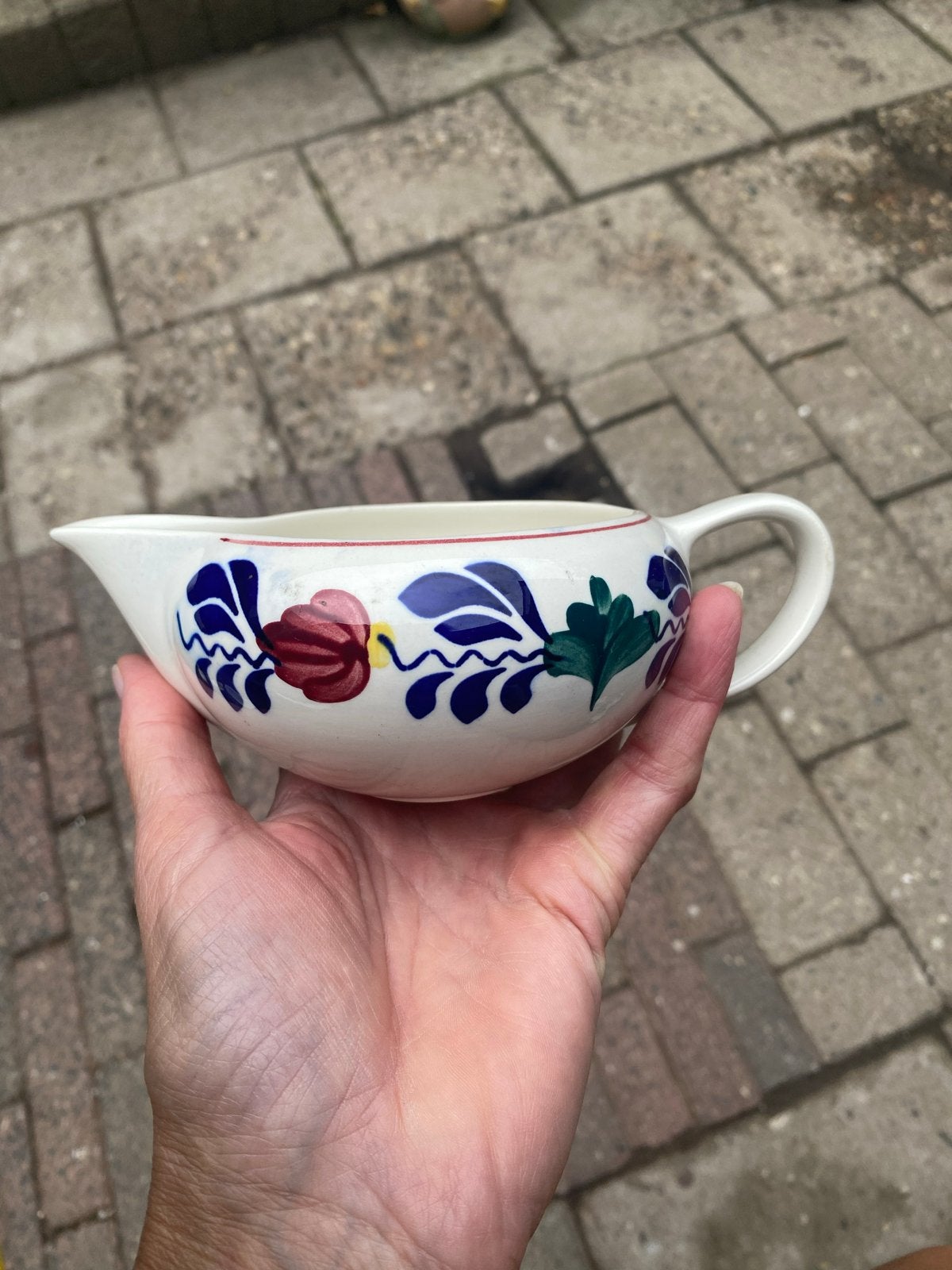 Vintage Boch Frères Keramis sauskom met bloemmotief, Ophalen of Verzenden