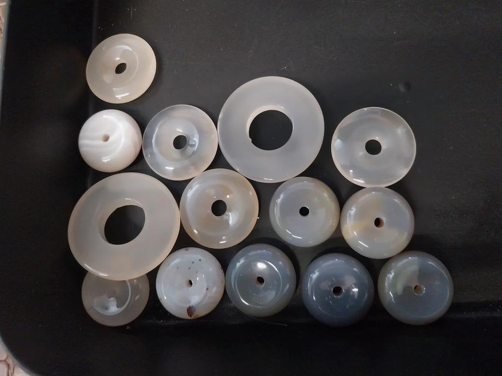 Lot edelsteen donut kralen, Sieraden, Tassen en Uiterlijk, Edelstenen, Ophalen of Verzenden, Zo goed als nieuw
