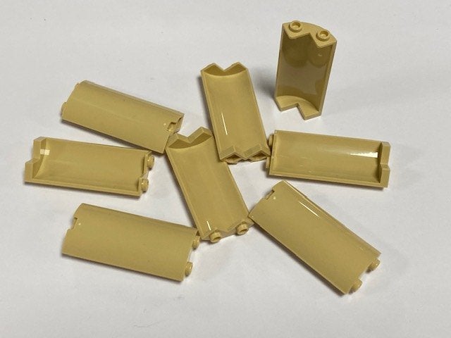 Partij nieuwe Lego 8x beige 2x2x5 kwart cylinders, Overige thema's, Lego, Nieuw, Ophalen of Verzenden
