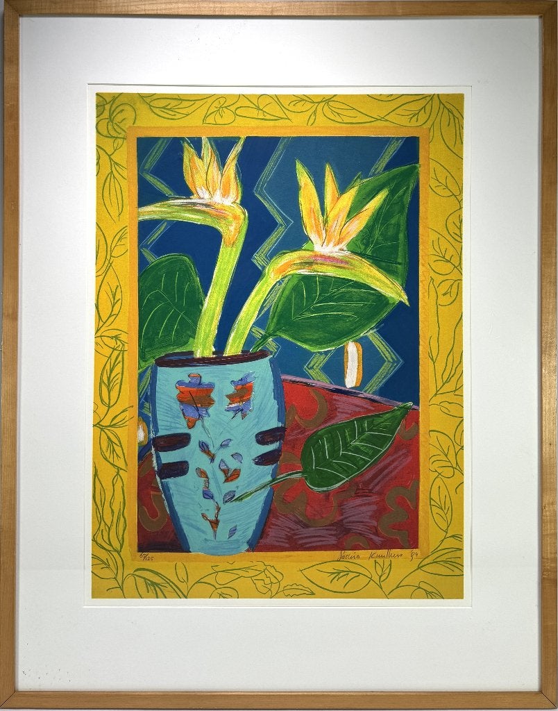 1313. Zeefdruk, Saskia Kuulkers - "Paradijsvogelbloemen", Antiek en Kunst, Ophalen