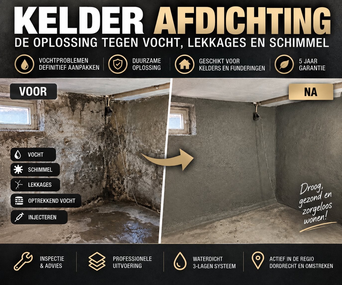 Kelder Afdichten |  Vochtbestrijding & Injecteren