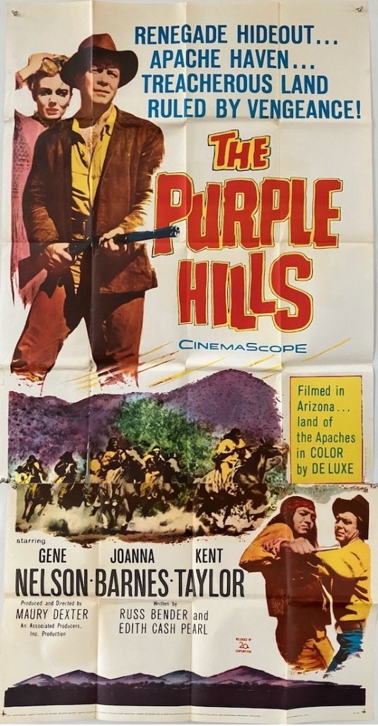 The Purple Hills (1961) - Western - Originele filmposter, Verzenden, Gebruikt, A1 t/m A3, Film en Tv