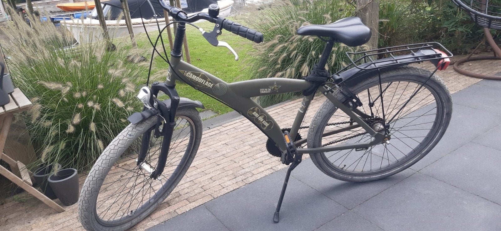 Stoere camouflage kinderfiets met versnellingen, Velgrem, Versnellingen, Ophalen, Overige merken