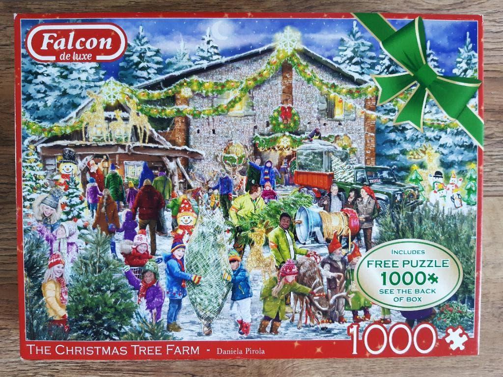 Falcon puzzel 2 x 1000 The christmas tree farm, Ophalen, 500 t/m 1500 stukjes, Zo goed als nieuw, Legpuzzel