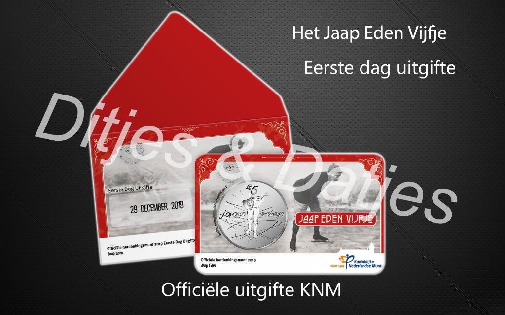 Eerste dag uitgifte Jaap Eden Vijfje KNM, Postzegels en Munten, Munten | Nederland, Euro's, Koningin Beatrix, Ophalen of Verzenden