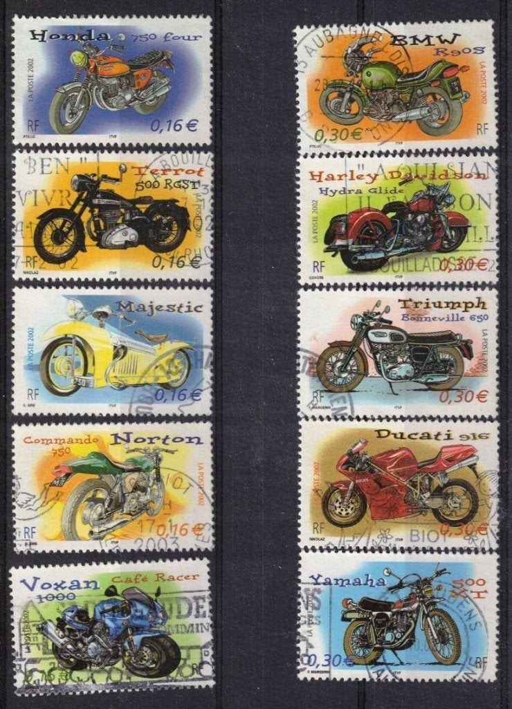 Frankrijk, serie "motoren" 2002-13, Verzenden, Gestempeld