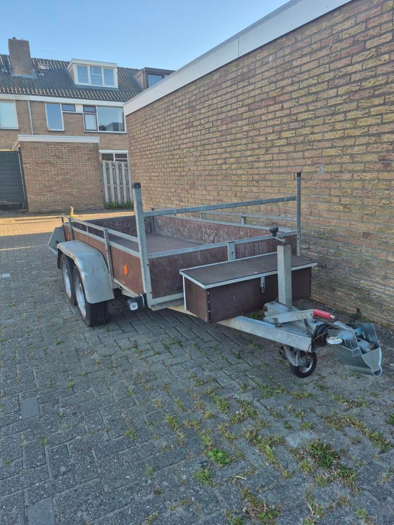 Stevige  Anssems dubbelassige aanhangwagen Geremd, Ophalen, Gebruikt