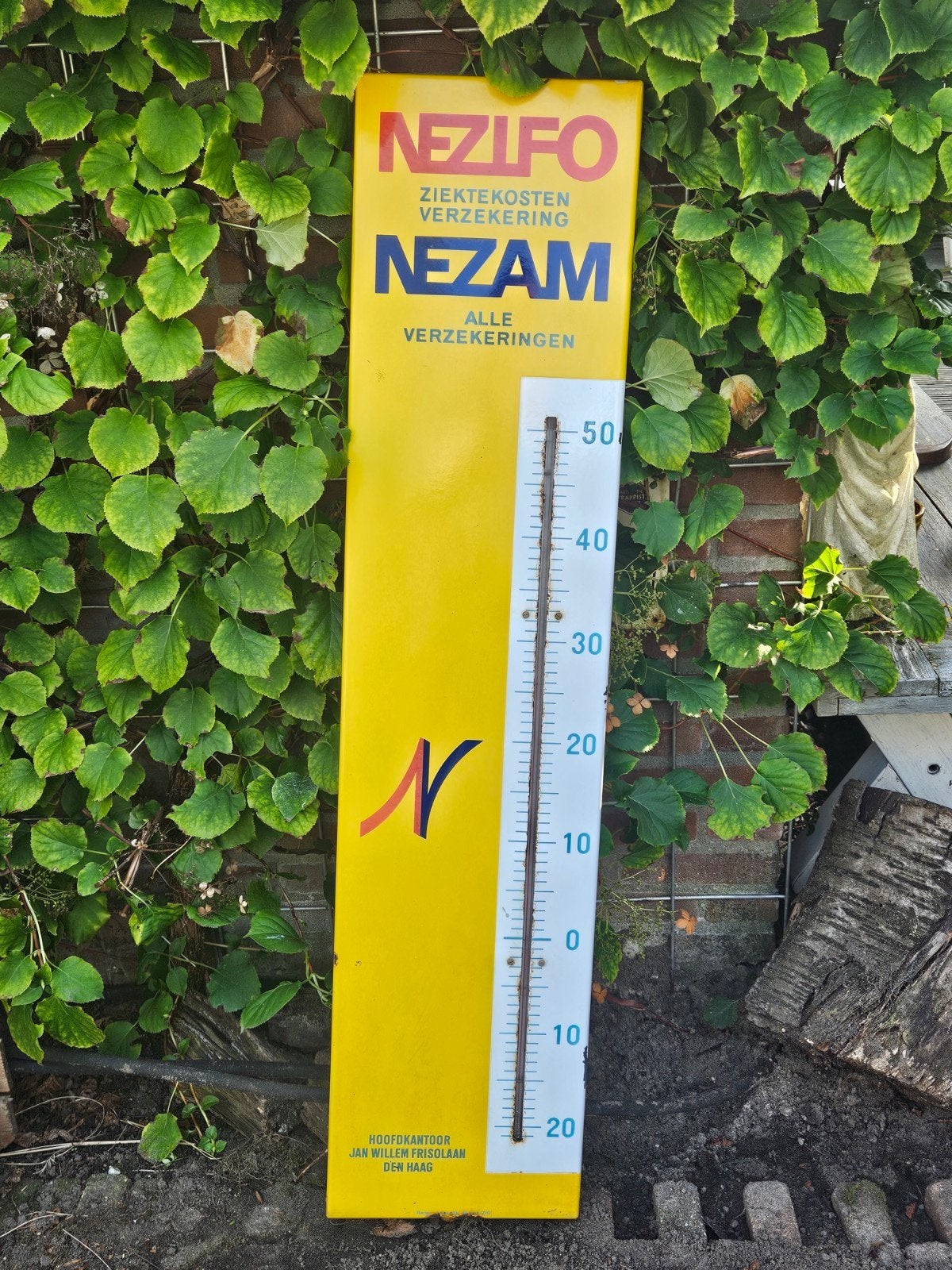 Nezifo /Nezam verzekeringen emaille, Verzamelen, Ophalen, Gebruikt, Reclamebord