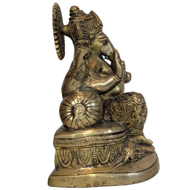 Titel: Antieke bronzen Ganesha – India – 19e eeuw – 112, Gebruikt, 20 cm, Ophalen of Verzenden, Goud