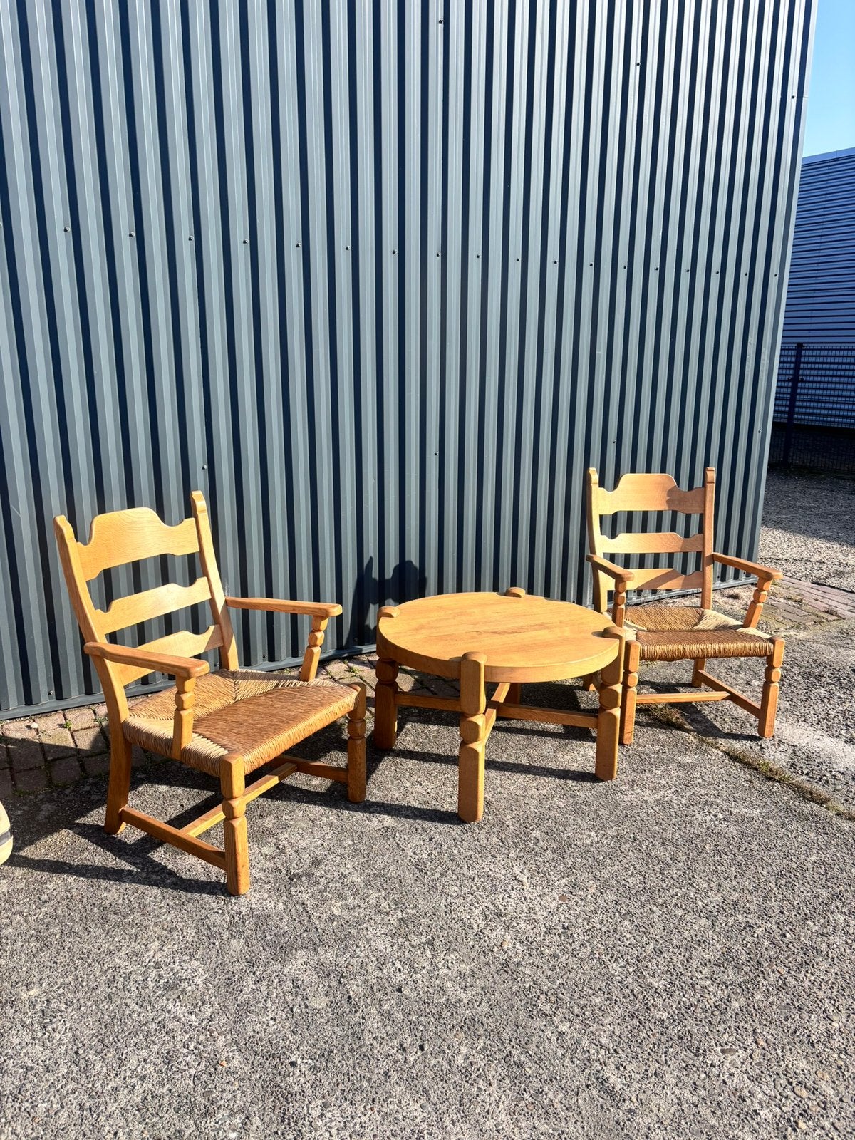 Vintage brutalist set stoelen fauteuil, Ophalen