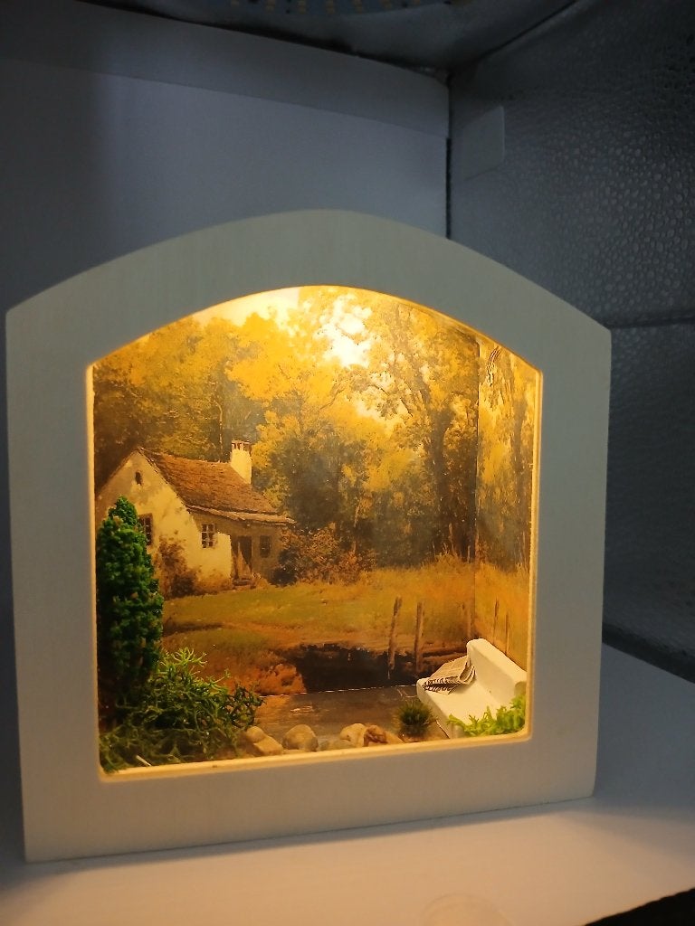 diorama kijkkast sfeerlicht miniatuur, Hout, Meerkleurig, Overige stijlen, Nieuw