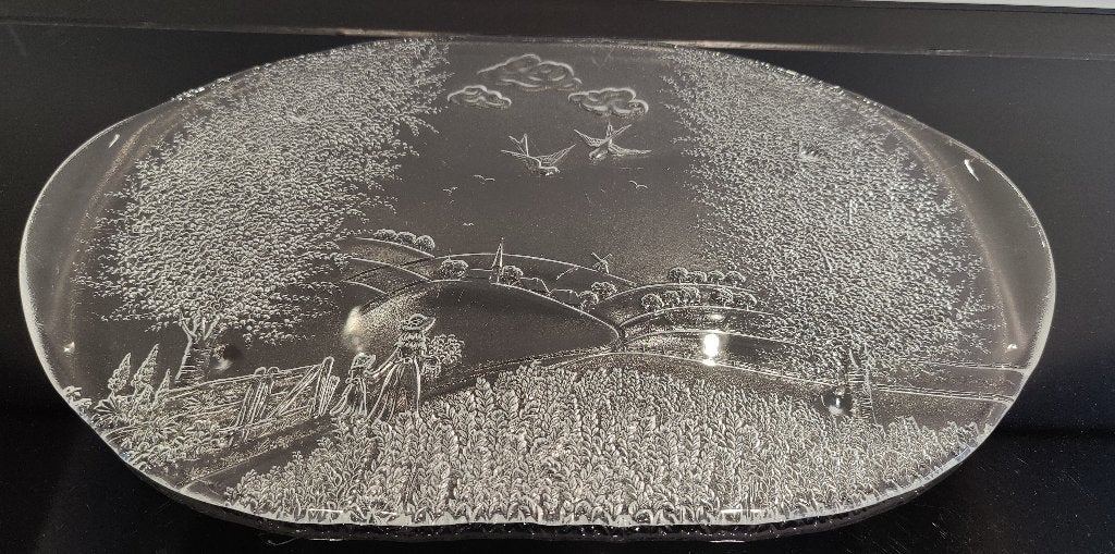 Walther Glass Germany ovale serveerschaal 43 x 27cm, Antiek en Kunst, Antiek | Glas en Kristal, Ophalen of Verzenden