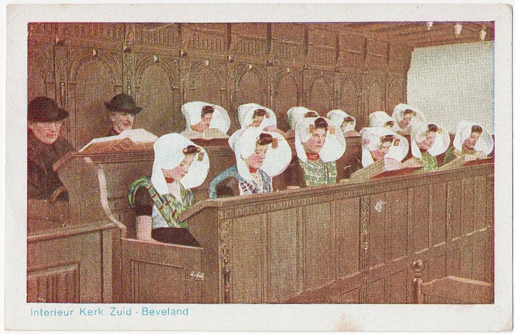 Zuid-beveland (z) interieur kerk met klederdracht,  1946,, Verzenden, 1940 tot 1960, Gelopen, Zeeland