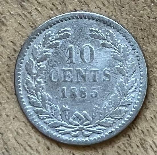 10 cent 1885 Willem III, Postzegels en Munten, Munten | Nederland, Ophalen, Koning Willem III, Zilver, 10 cent