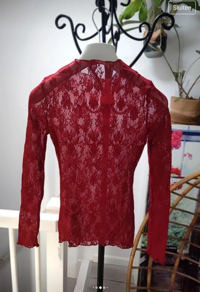 Wolford Rood kanten top met lange mouwen, Kleding | Dames, Nieuw, Ophalen of Verzenden, Wolford, Lange mouw