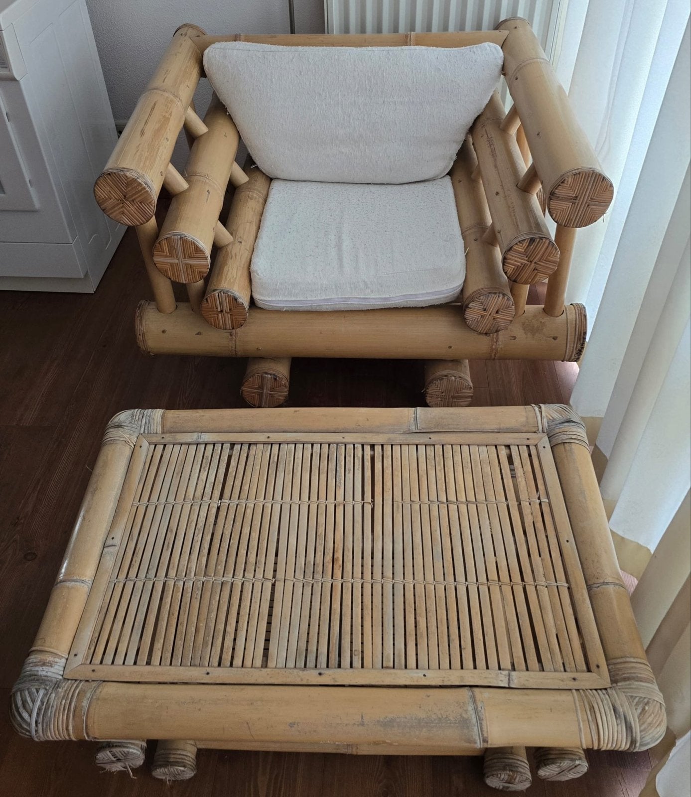 Bamboe stoel & tafel Let op:ophalen in Nederweert ,Limburg, Overige materialen, Gebruikt, Stoel, Tuinset