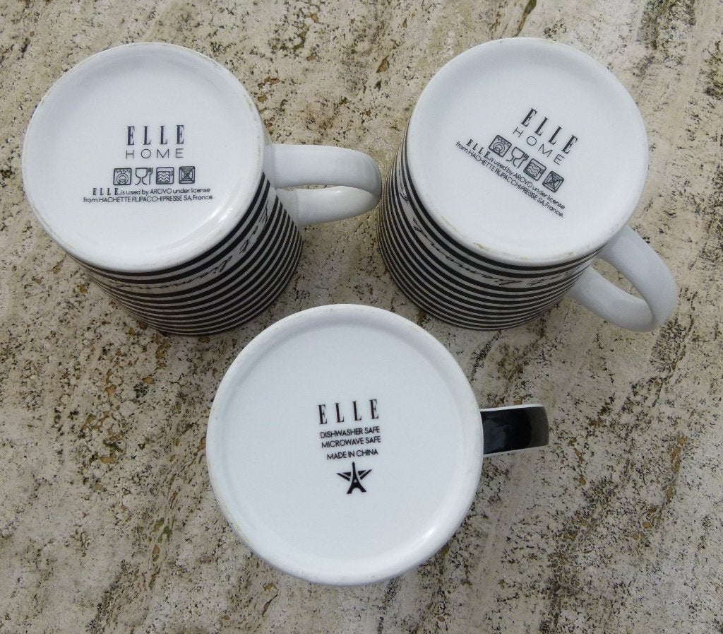 3 x ELLE HOME Mok Eat Diamonds for Breakfest Shine All Day, Overige merken, Nieuw, Modern, Porselein