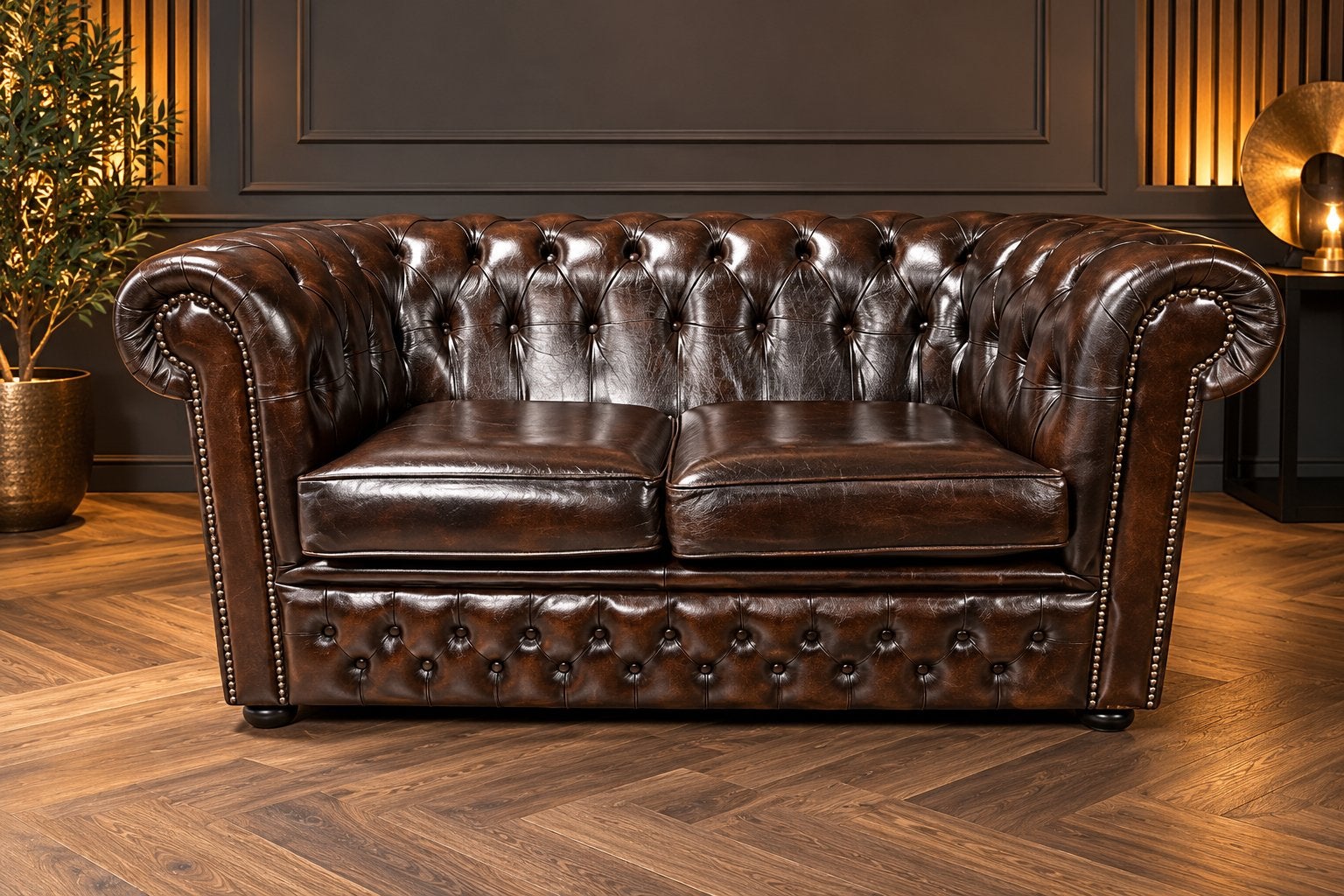 Klassieke Chesterfield Lederen 2 Zits !!!, Ophalen of Verzenden, Zo goed als nieuw