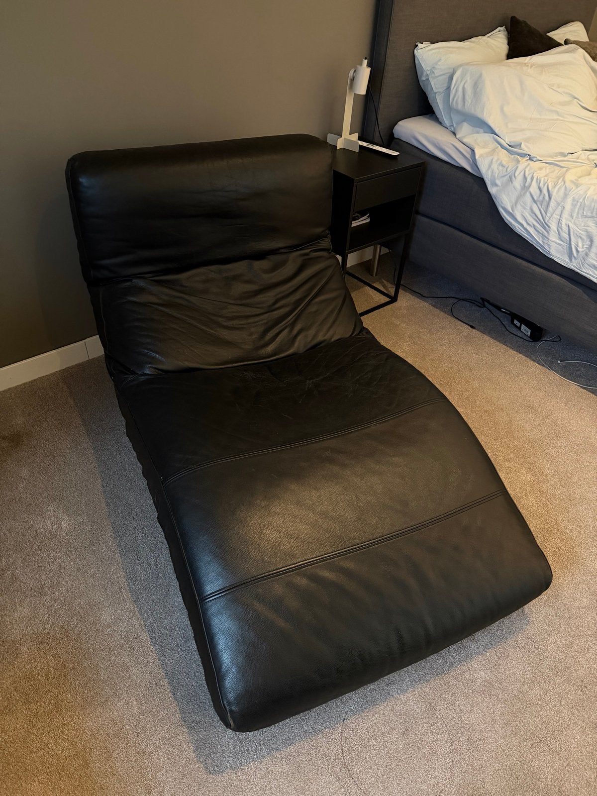 Jens Juul Eilersen daybed design ligstoel zwart leer, Ophalen, Gebruikt, Eenpersoons, Leer