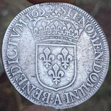 Ecu a la Mèche - Louis XIV - 1652 - grote zilveren munt !!!, Postzegels en Munten, Munten | Nederland, Vóór koninkrijk, Zilver