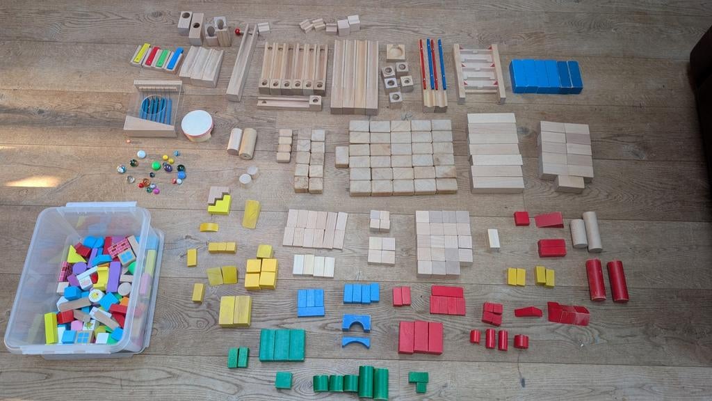 Houten Knikkerbaan Haba met Veel Extra Blokken, Ophalen, Gebruikt, Bouwen