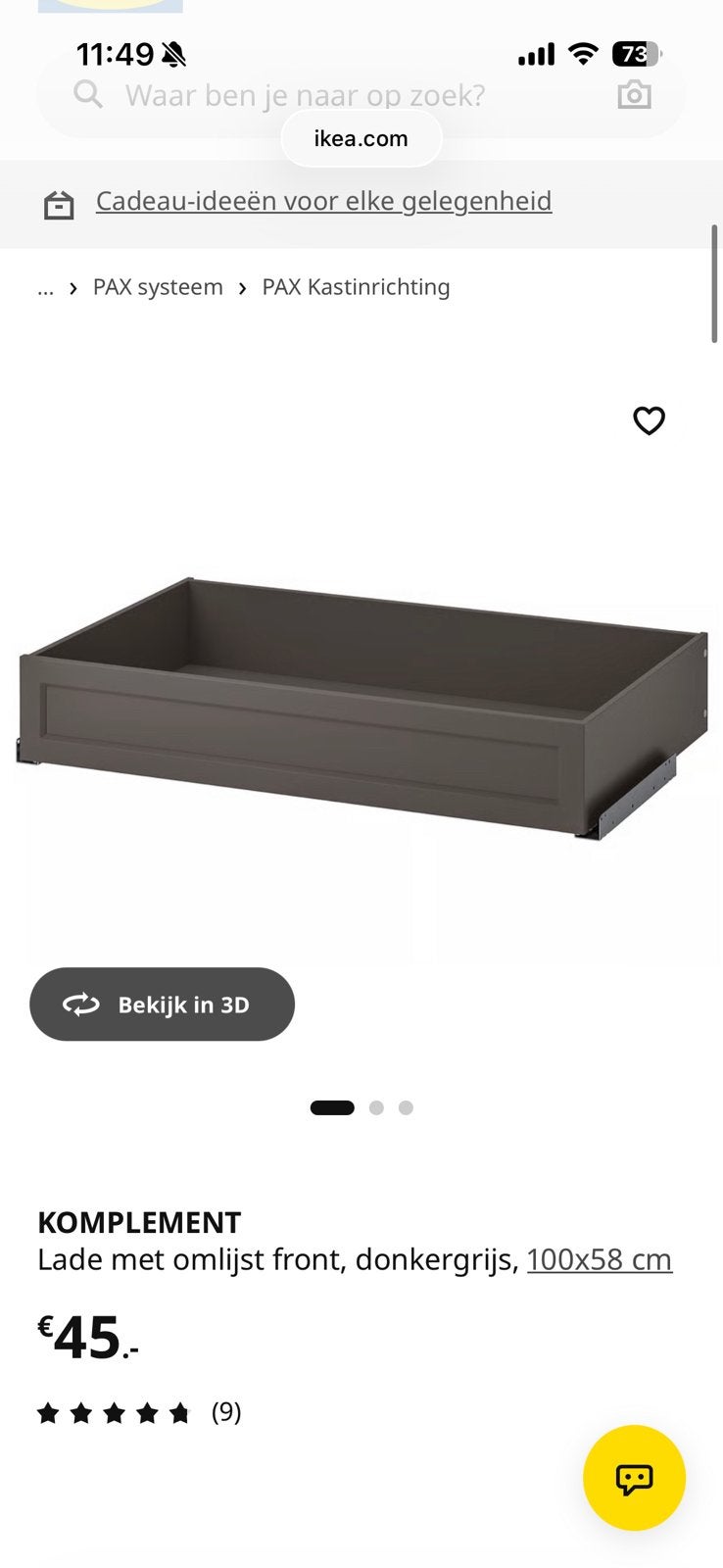 Komlement lade 100cm nieuw grijs, Huis en Inrichting, Nieuw, Minder dan 100 cm, 25 tot 50 cm, 50 tot 100 cm