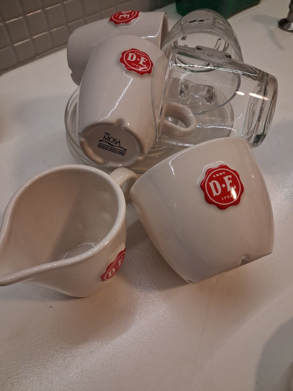 Douwe Egberts Koffieservies: 4x Kop & Schotel, Melk & Suiker, Ophalen