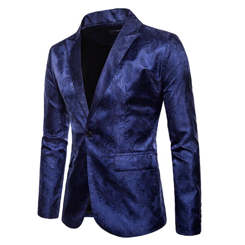Heren blauw paisley colbert mannen blazer jasje bloemen, Kleding | Heren, Verzenden, Nieuw, Overige maten, Blauw