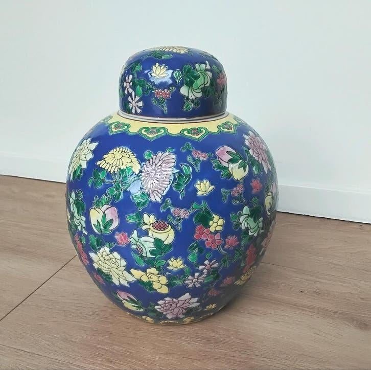 Grote "Chinese" gemberpot, kobalt blauw, 26cm hoog, Antiek en Kunst, Ophalen of Verzenden