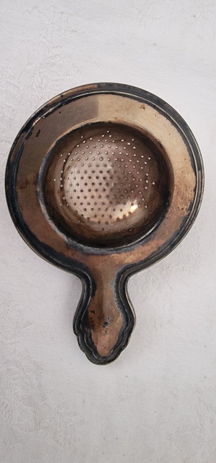Antiek verzilverd theezeefje - AWS 90, Antiek en Kunst, Ophalen of Verzenden, Zilver