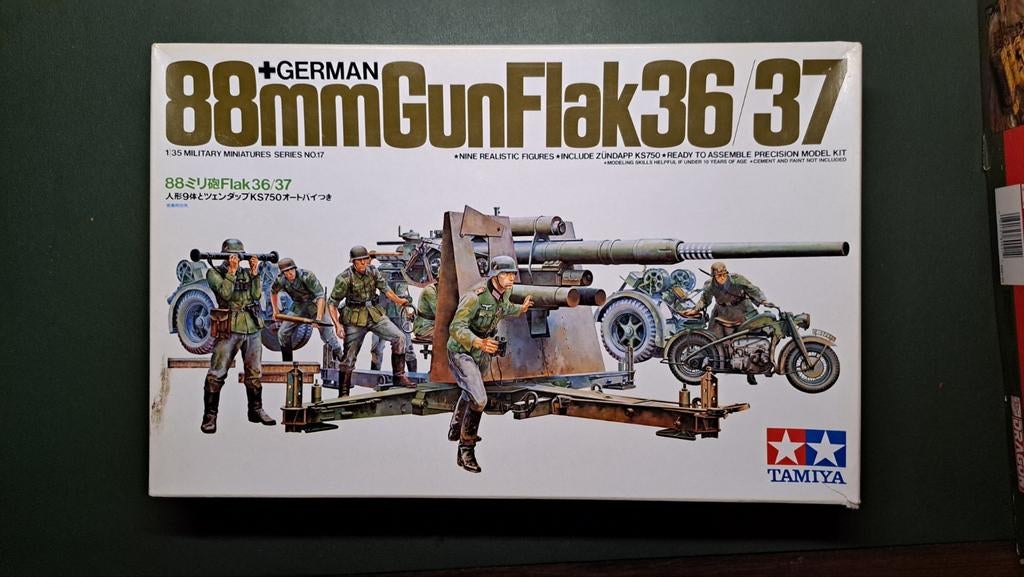 Tamiya 88mm gun flak 36 37 1:35, Auto, 1:32 tot 1:50, Nieuw, Ophalen of Verzenden