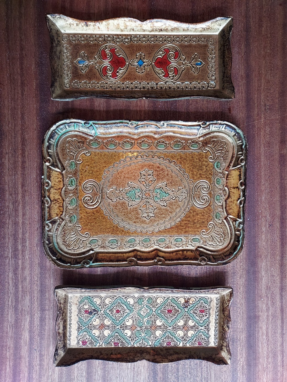 Set van 3 Venetiaanse Dienbladen - Made in Italy, Florence, Ophalen of Verzenden
