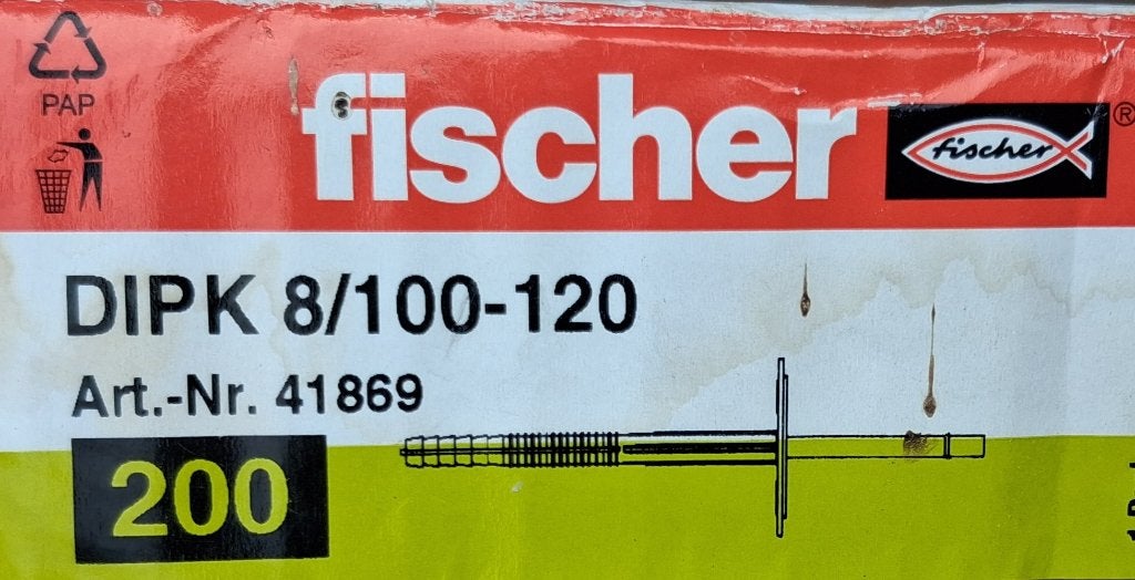 Fischer DUPK 8/100-120 isolatiepluggen - Nieuw in doos, Doe-het-zelf en Verbouw, Overige materialen, Nieuw, 15 m² of meer, Muurisolatie