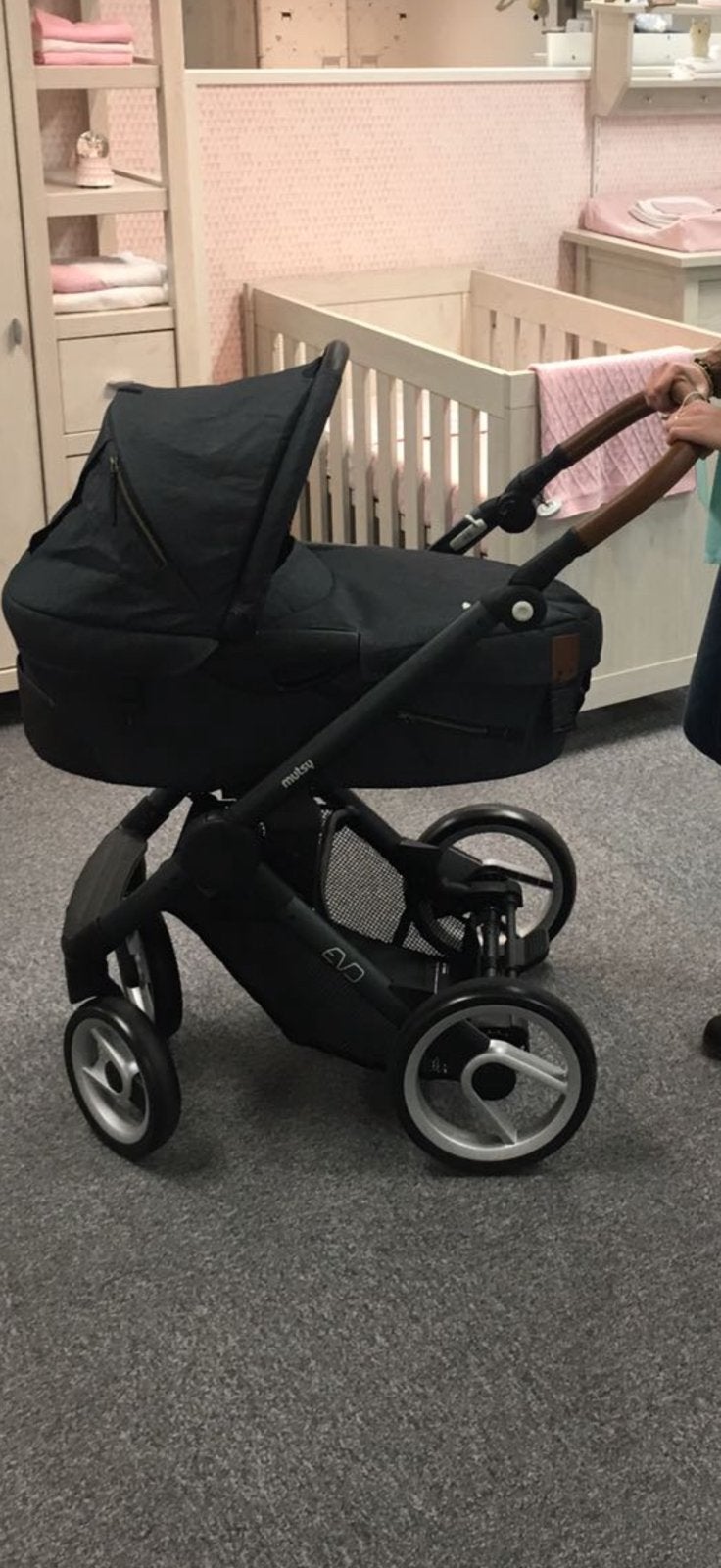 Mutsy evo denim kinderwagen+maxicosi+adapters, Gebruikt, Met reiswieg, Mutsy, Ophalen