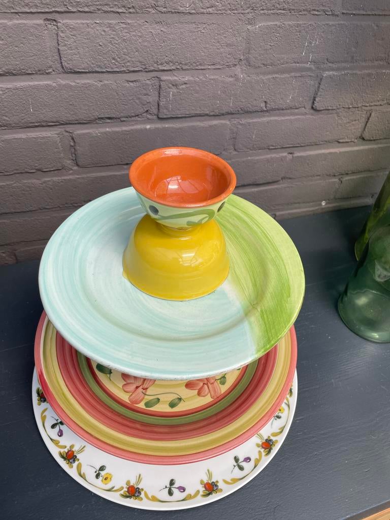 Unieke handgemaakte etagere van vintage servies, Ophalen, Zo goed als nieuw