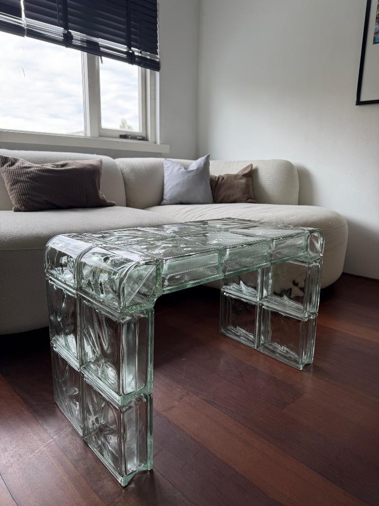 Glazen retro salon tafel, Ophalen, Minder dan 50 cm, 50 tot 100 cm, Minder dan 50 cm