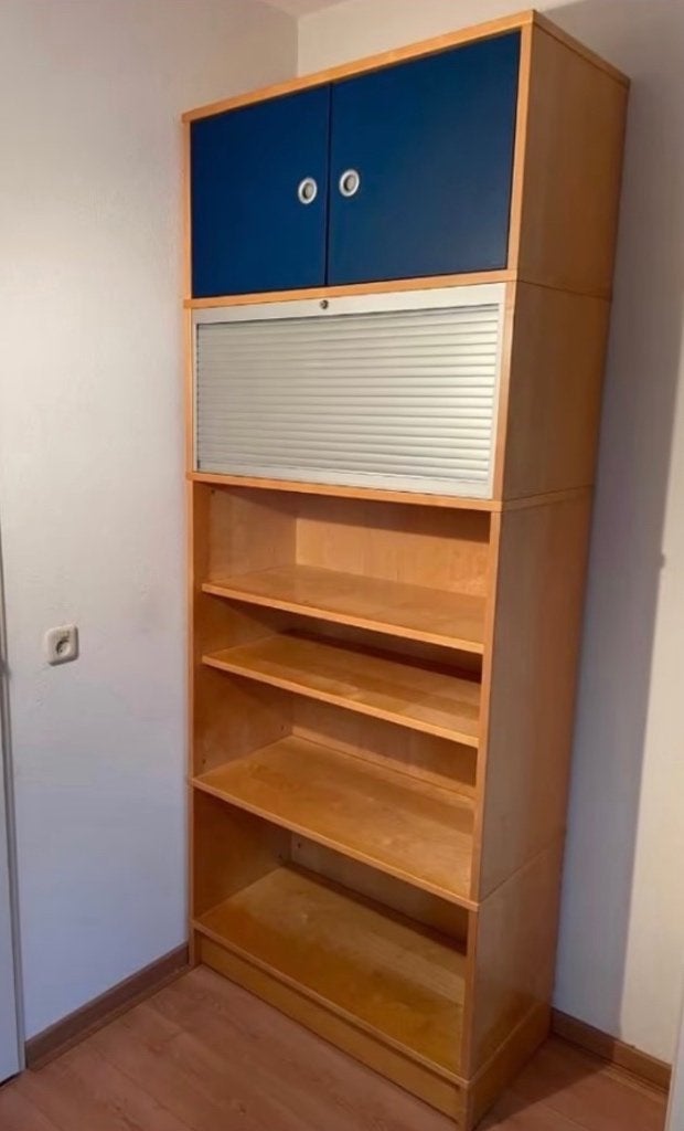 Ikea boeken bureau kast met rol deuren and schuifluik, Ophalen, 200 cm of meer, Met lade(s), 50 tot 100 cm