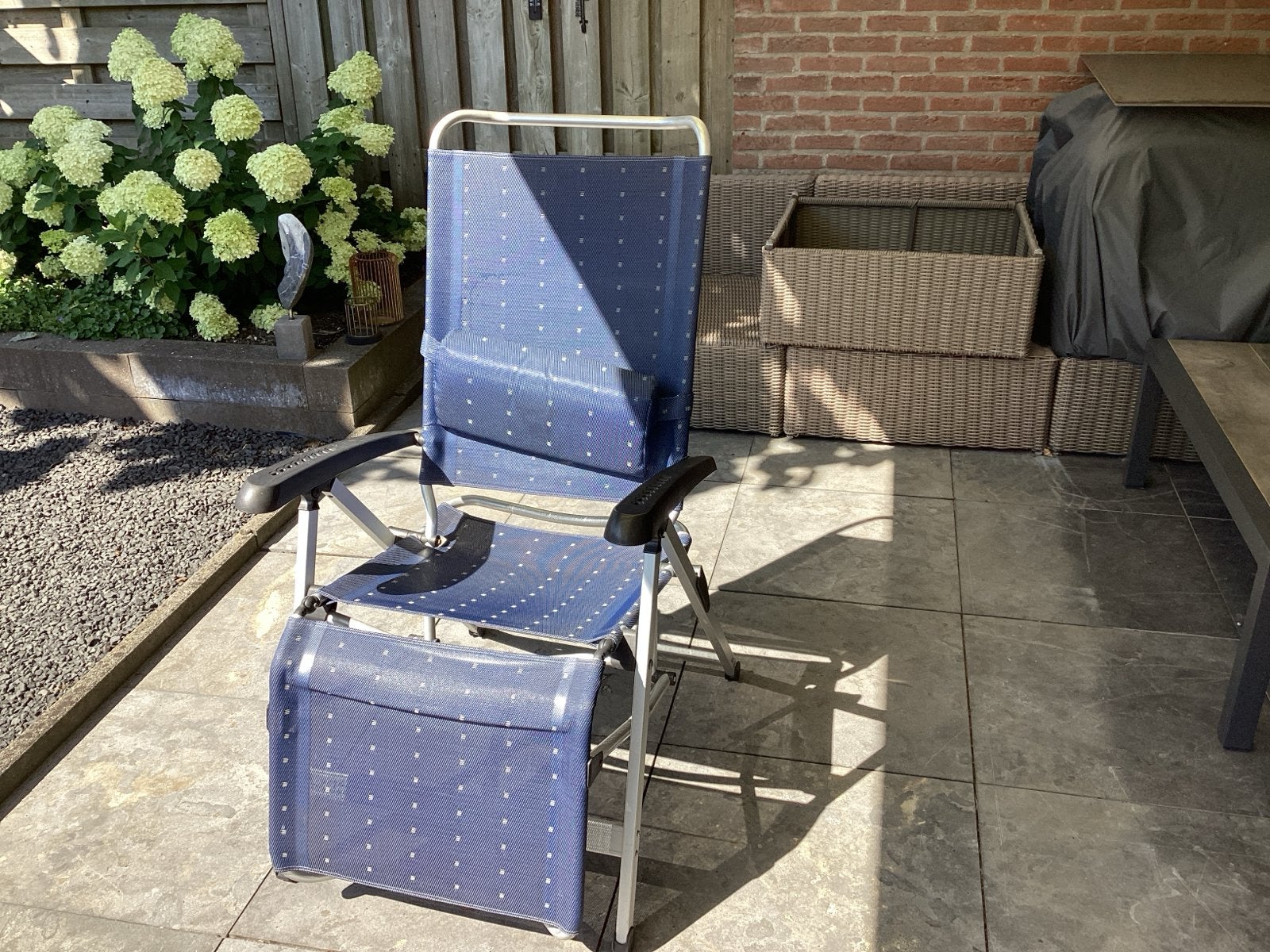 Dukdalf Select verstelbare campingstoel met voetensteun, Ophalen, Gebruikt, Aluminium, Inklapbaar