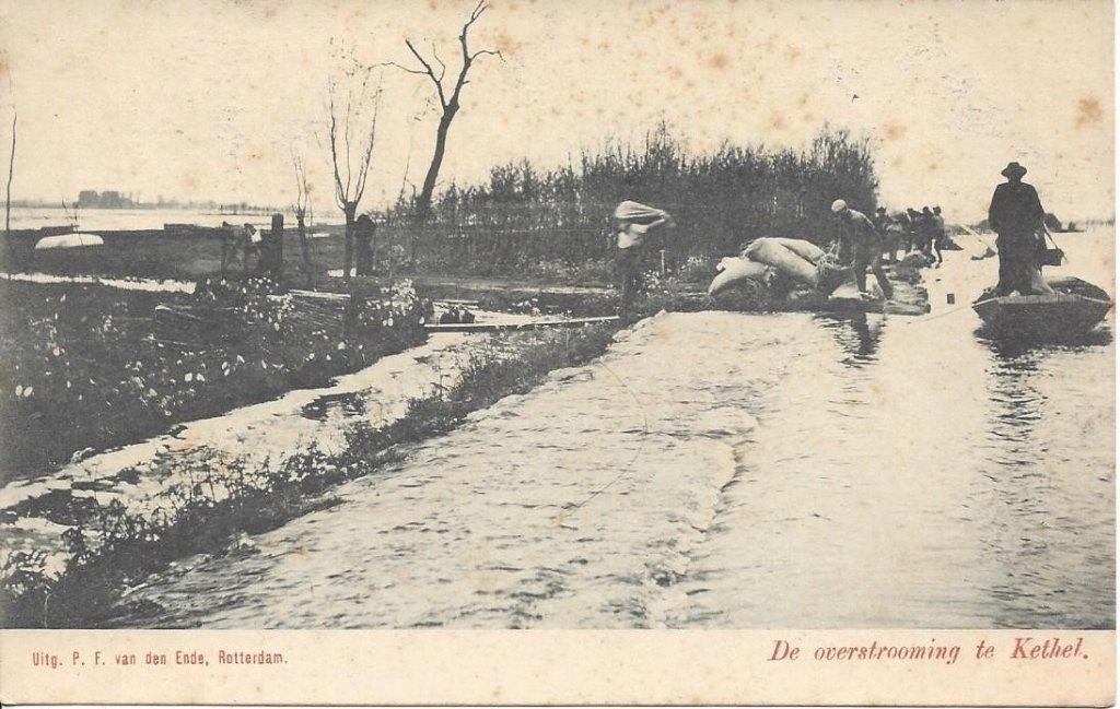Kethel (Z.H.) De Overstroming in 1903, veel Volk, Ophalen of Verzenden, Voor 1920, Ongelopen, Zuid-Holland