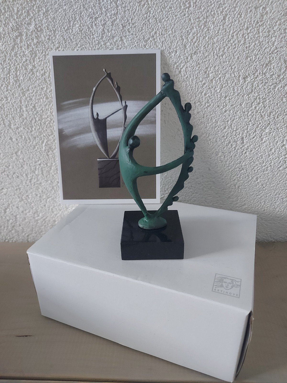 Abstract bronzen beeld op sokkel - Artinov, Antiek en Kunst, Minder dan 20 cm, Gepatineerd, Ophalen of Verzenden, Brons