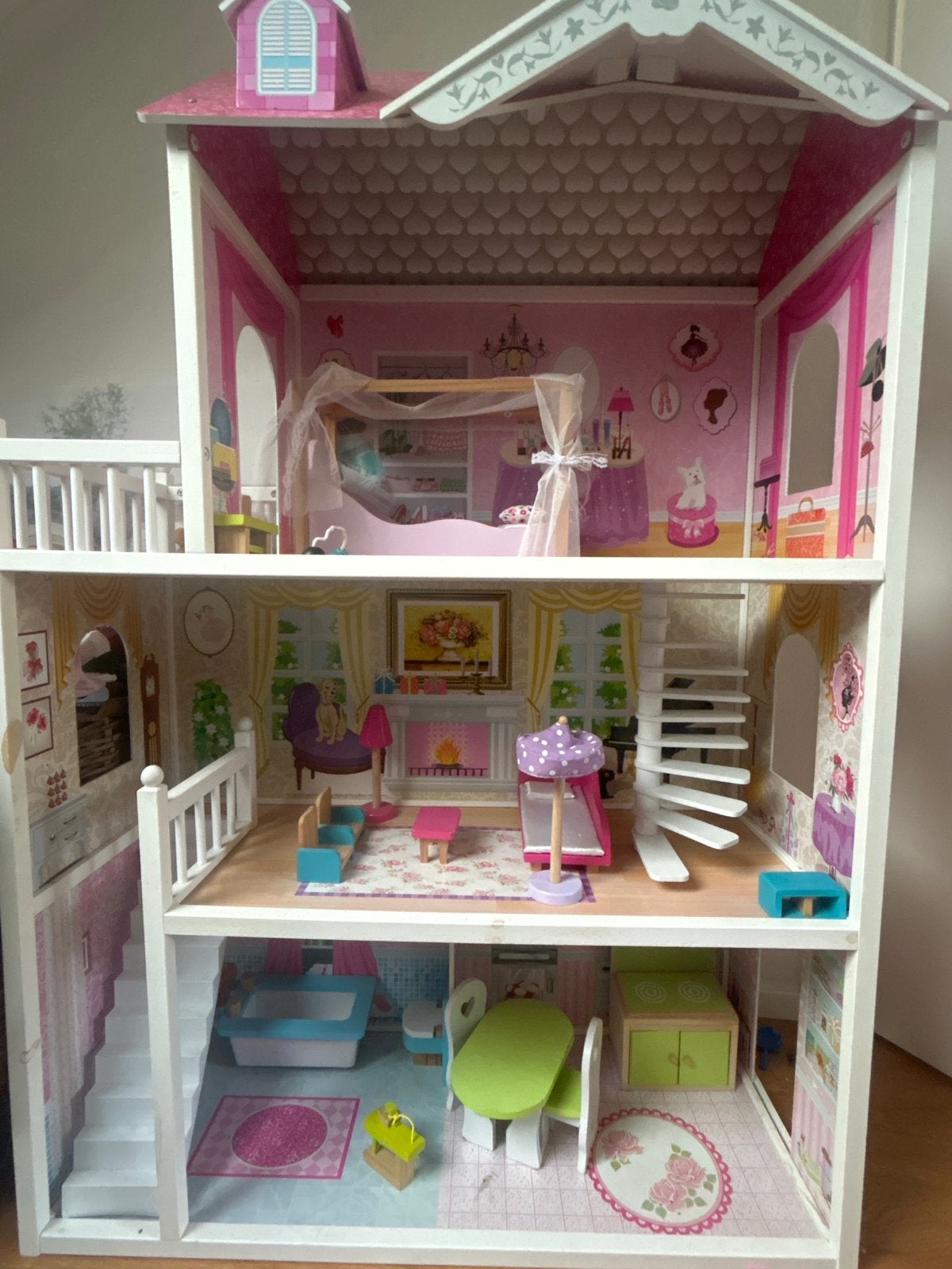 Groot Poppenhuis met Meubels en Accessoires, Ophalen, Zo goed als nieuw, Poppenhuis