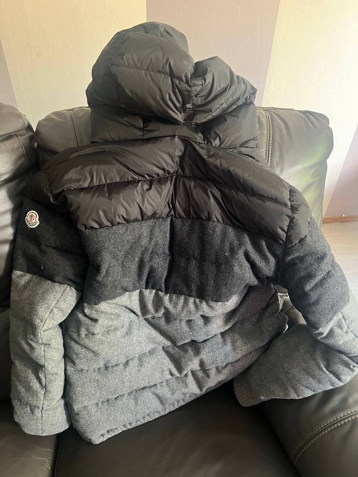 Moncler winterjas heren - Zwart/Grijs - Maat 5, Ophalen of Verzenden, Zo goed als nieuw, Maat 48/50 (M), Zwart