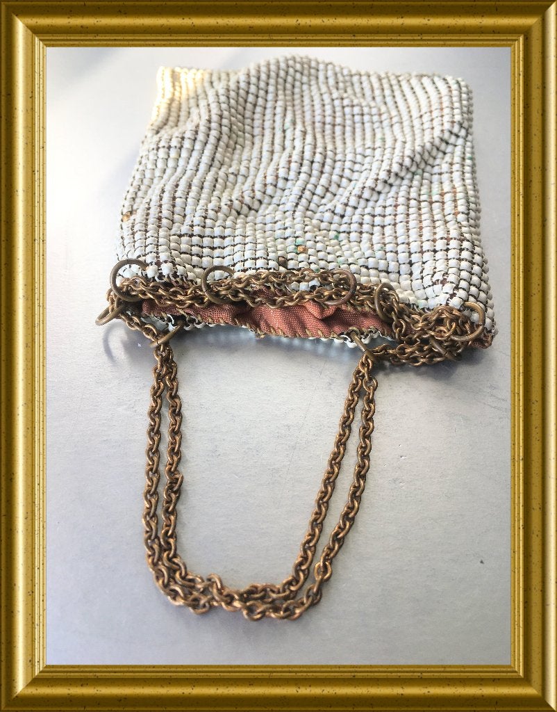 Antiek mesh klein tasje/ beursje : Whiting & Davis, USA, Antiek en Kunst, Ophalen of Verzenden