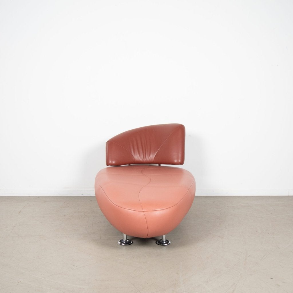 Leolux Kikko Chaise Longue Fauteuil Terracotta/Zalmroze Leer, Niet ingevuld, Zo goed als nieuw, Niet ingevuld, Niet ingevuld