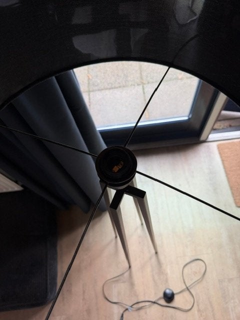 Zwarte vloerlamp met zwarte stoffen kap, Ophalen, Textiel, E27 (groot), Zo goed als nieuw