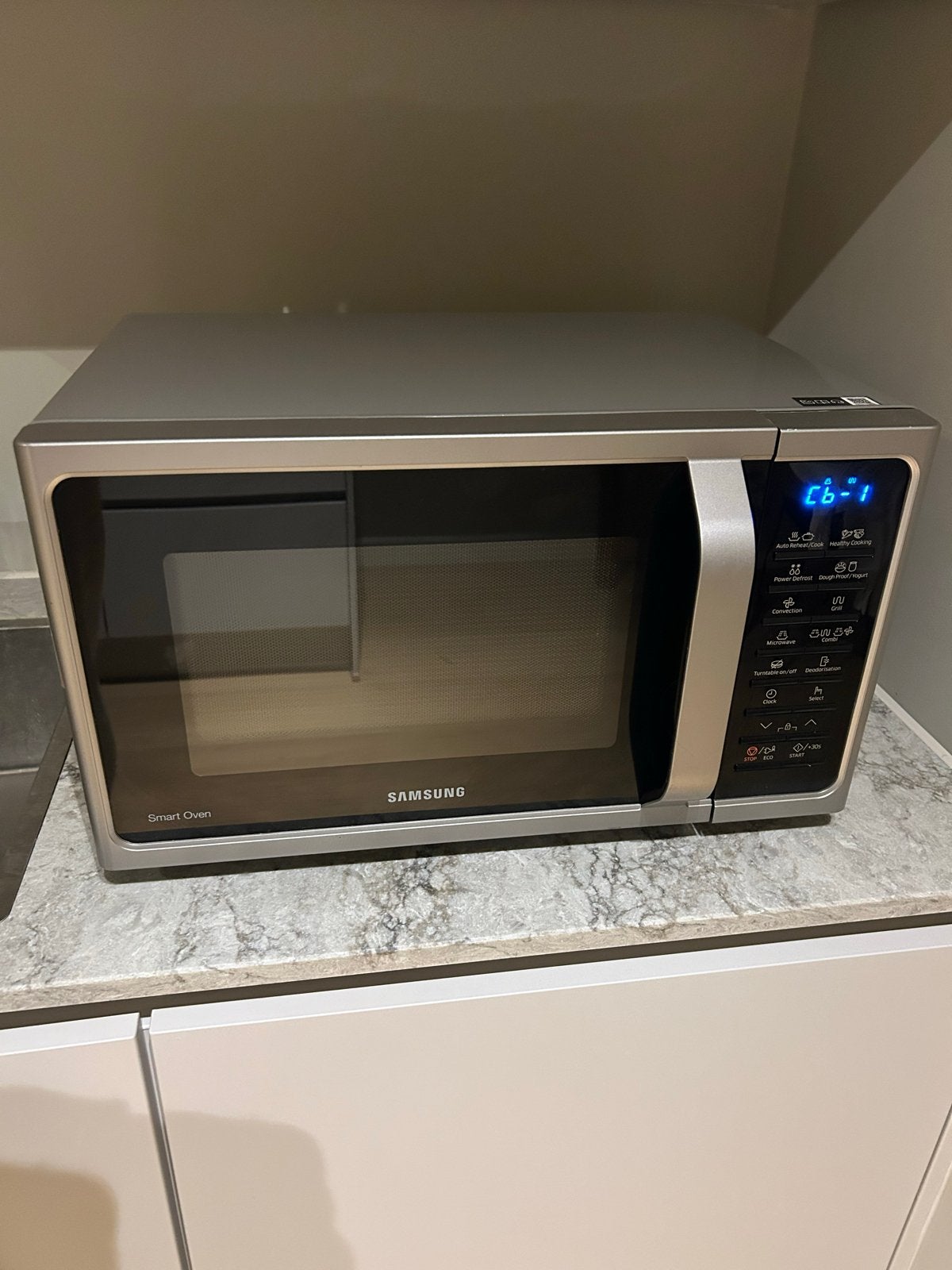 Samsung MC28H5015/AS Combimagnetron - Zilver, Combimagnetron, Gebruikt, Grill, Ophalen of Verzenden
