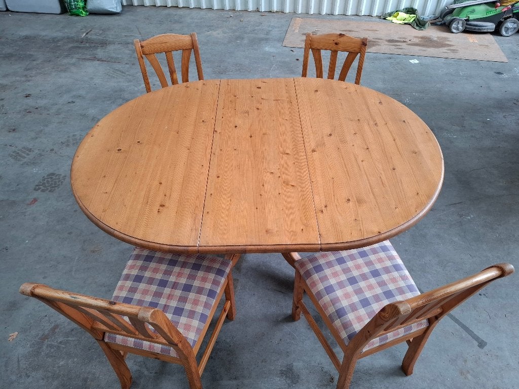 Grenen eettafel met 4 stoelen, Ophalen